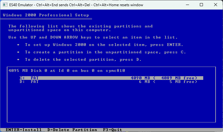 Win2k Partitions Screen