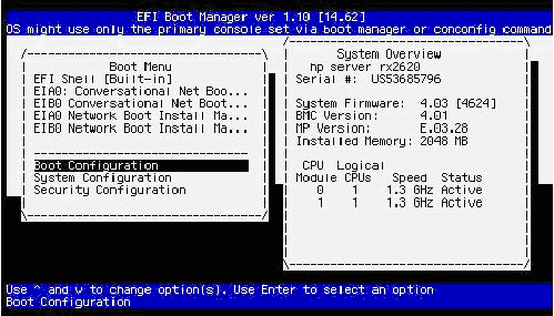 Boot Manager: [Boot Configuration] j[I