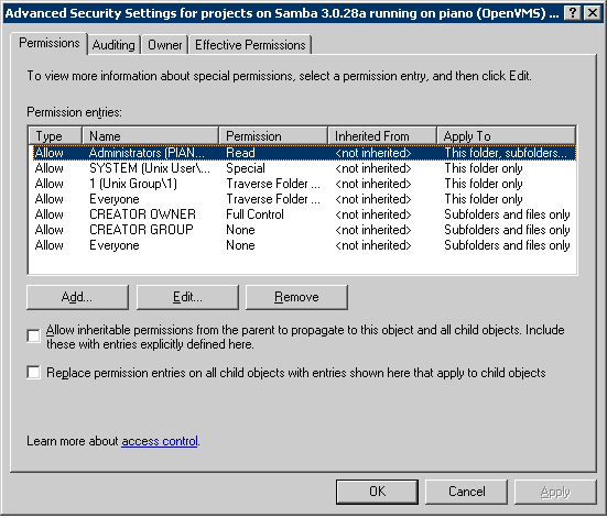 Advanced Security Settings EBhE