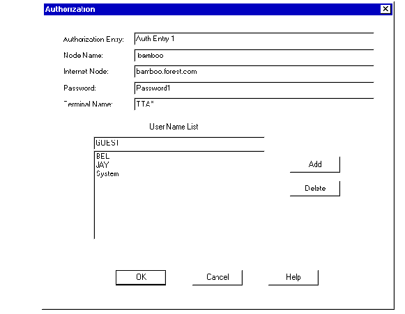 Authorization Dialog Box