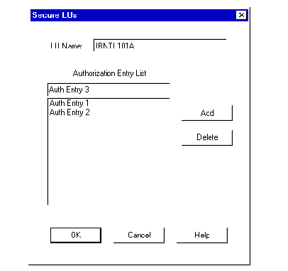 Secure LUs Dialog Box