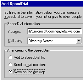 SpeedDial dialog box